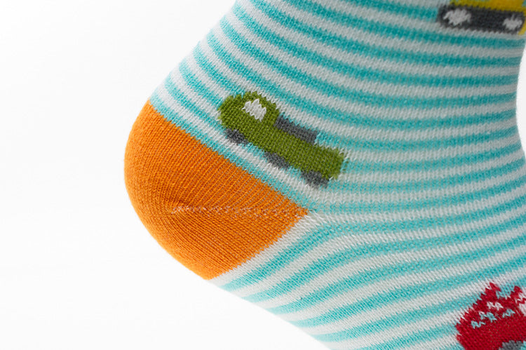 Striped Car Printing Children's Socks