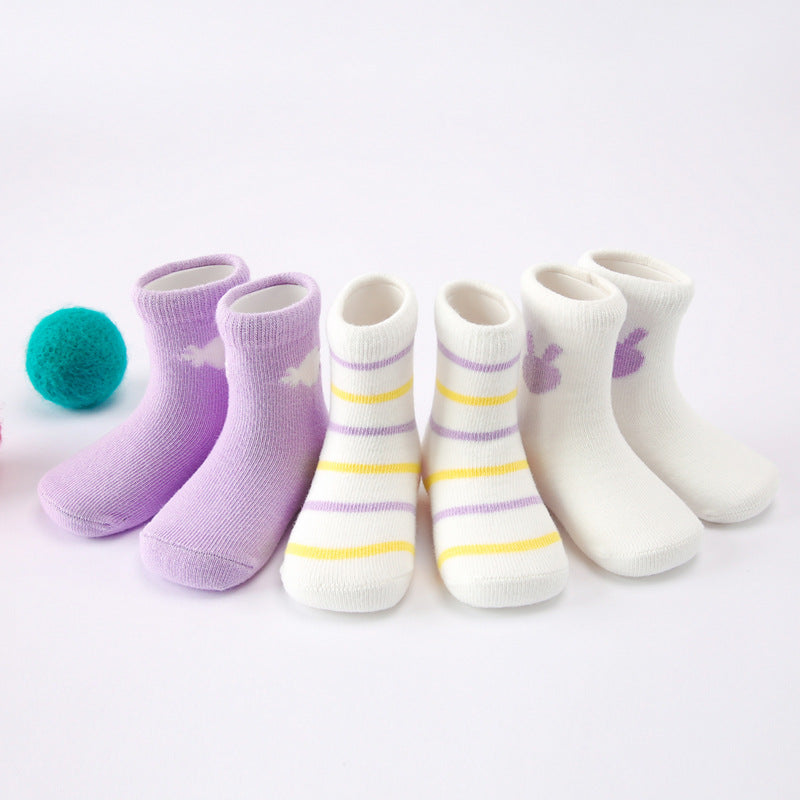 Combed cotton baby socks for boys and girls in autumn and winter