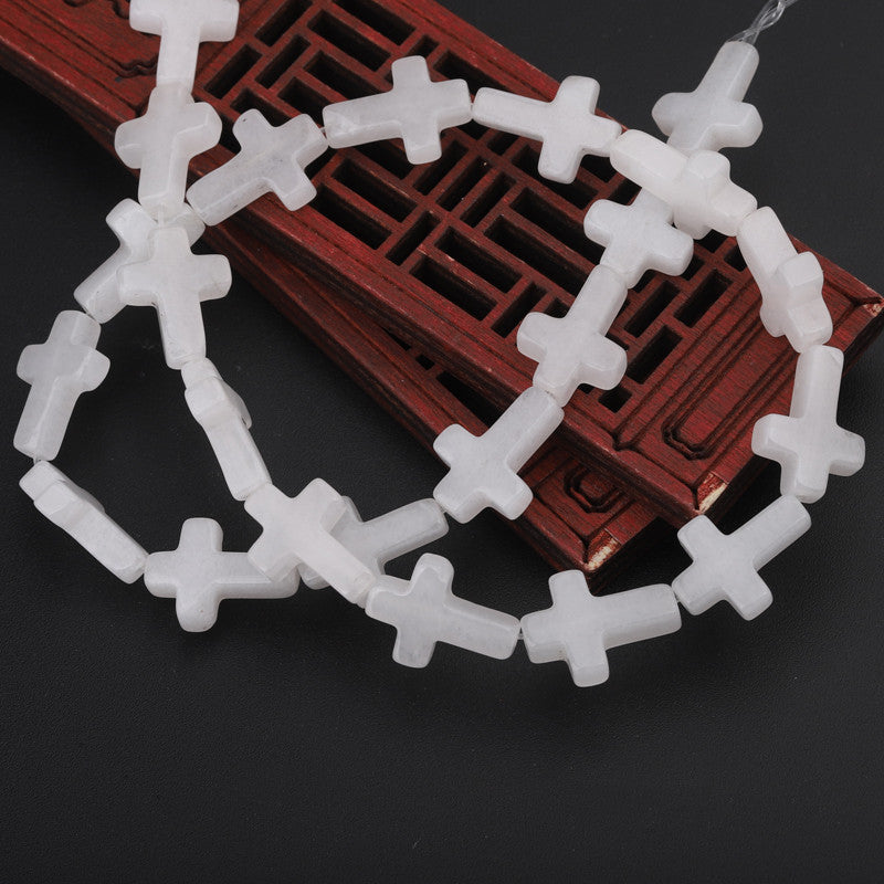 Natural Crystal Cross Shape Loose Bead Bracelet Necklace Diy Accessories