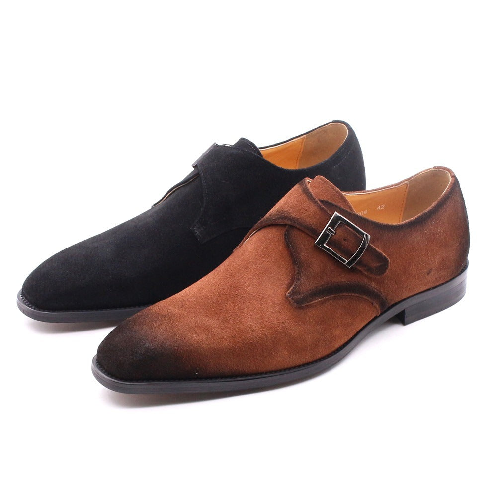 Suede Handmade Men's Shoes Leather Brown Business Casual Classic Retro