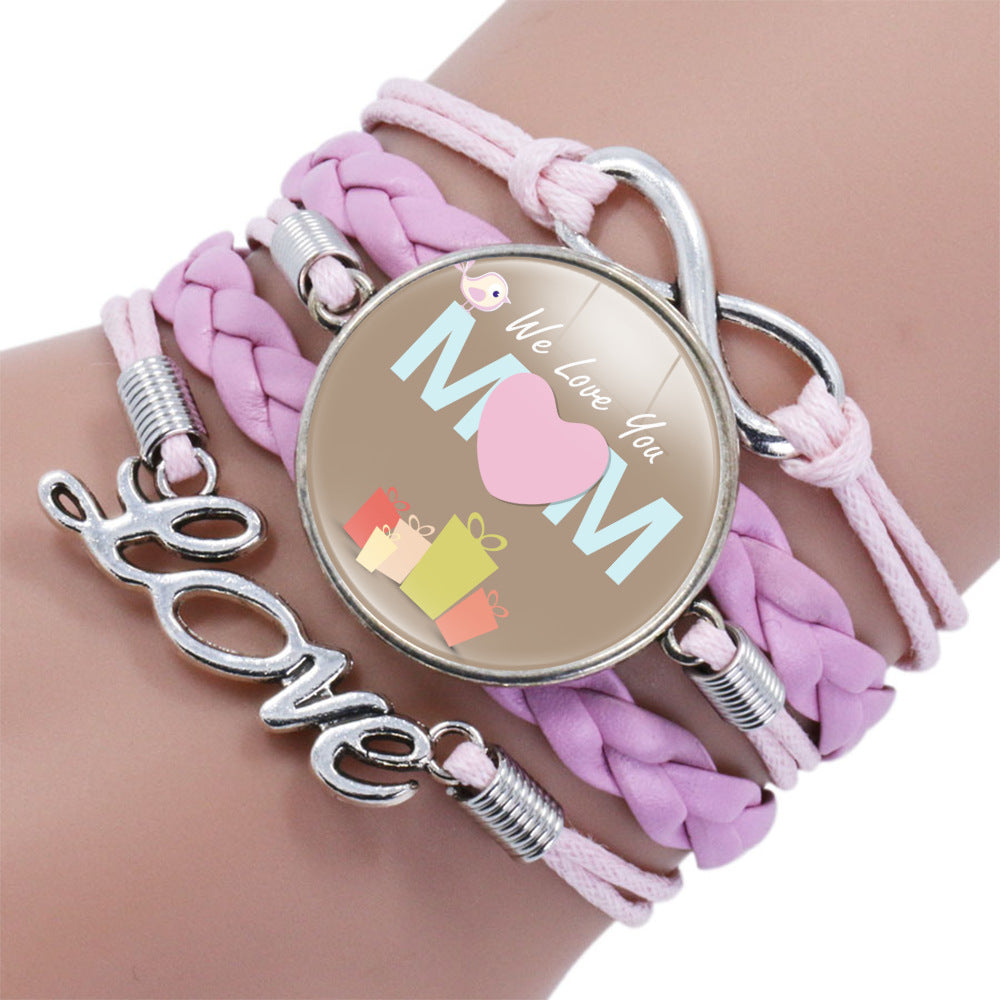 MOM LOVE Time Stone Multi-layer Multi-layer Leather Bracelet LOVE Mother's Day Gift