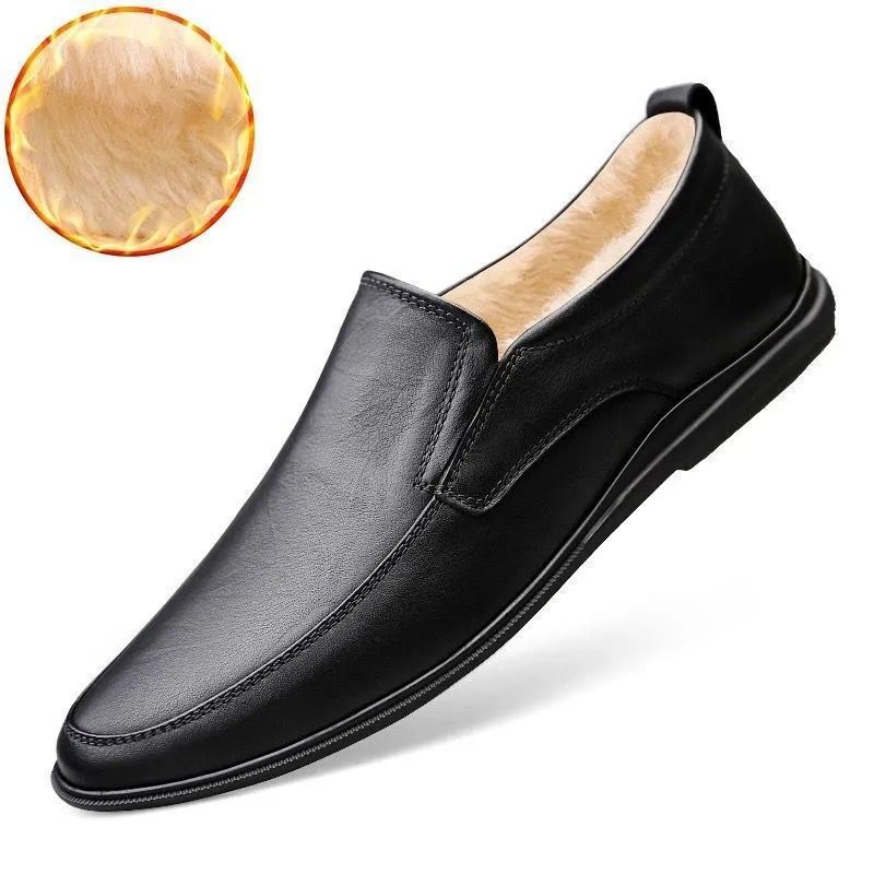 Men's Flat Driving Lazy Four Seasons Cowhide Leather Shoes