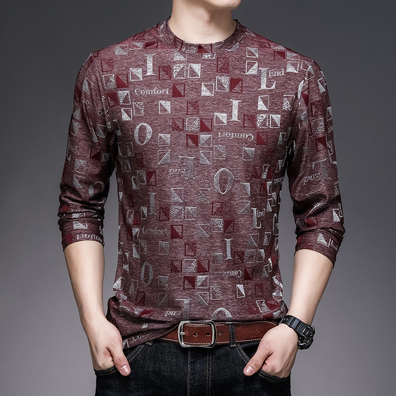 Printed T-shirt Men's Long Sleeve Bottom Shirt