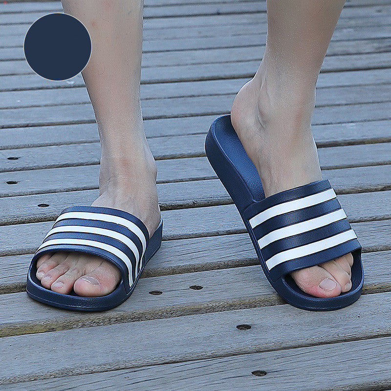 Slippers Home Indoor Bathroom Non-Slip Bathing Soft Striped Sandals And Slippers