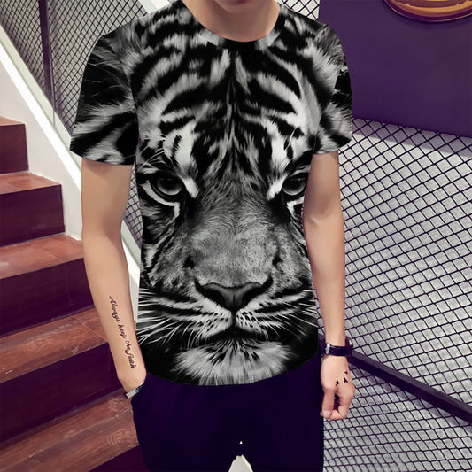 Tiger Black And White Pattern Men's Short-sleeved T-shirt