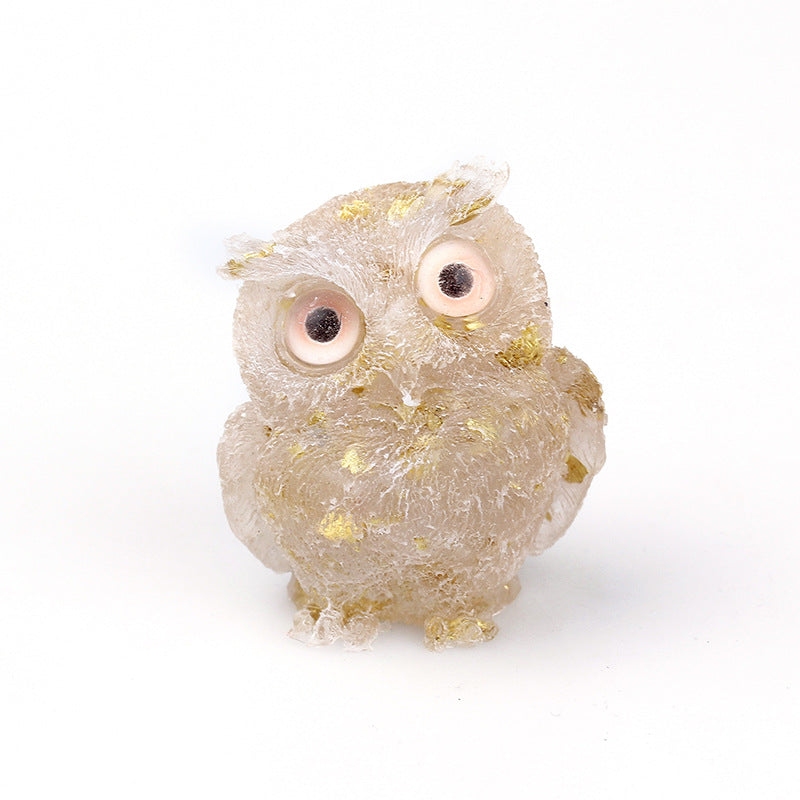 Natural Crystal Gravel Drops Glue Owl Ornaments