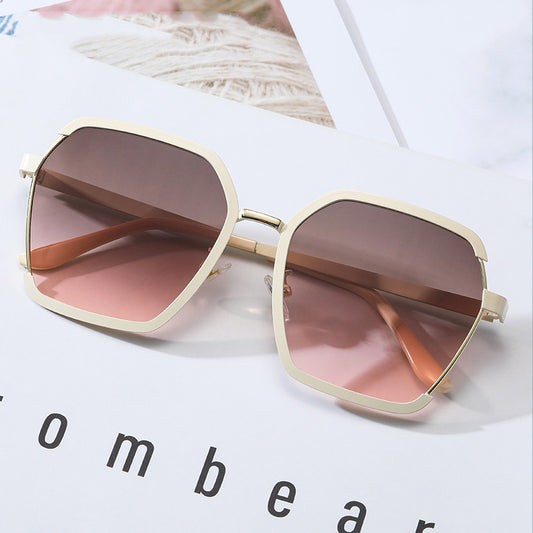 Metal Semi-rimless Sunglasses Street Shooting European And American Women UV Protection Glasses