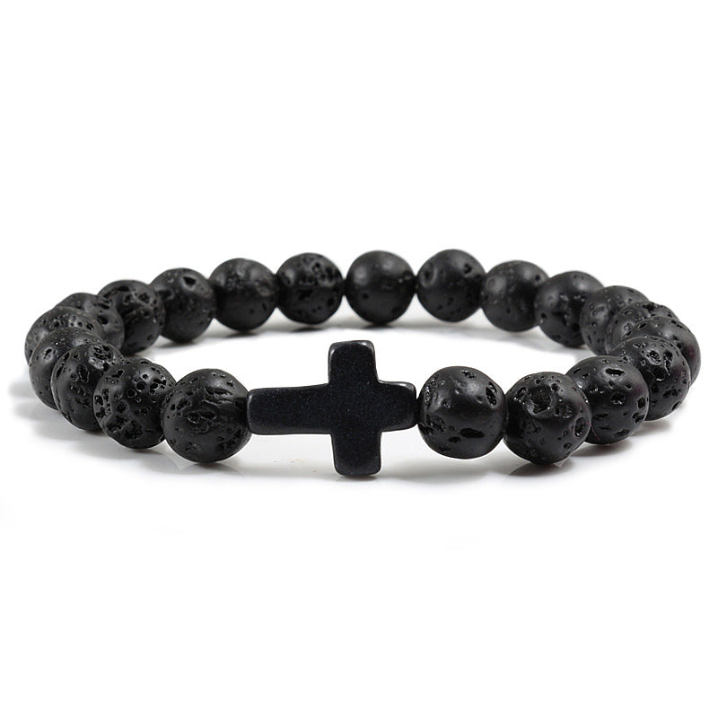 Natural stone cross bracelet