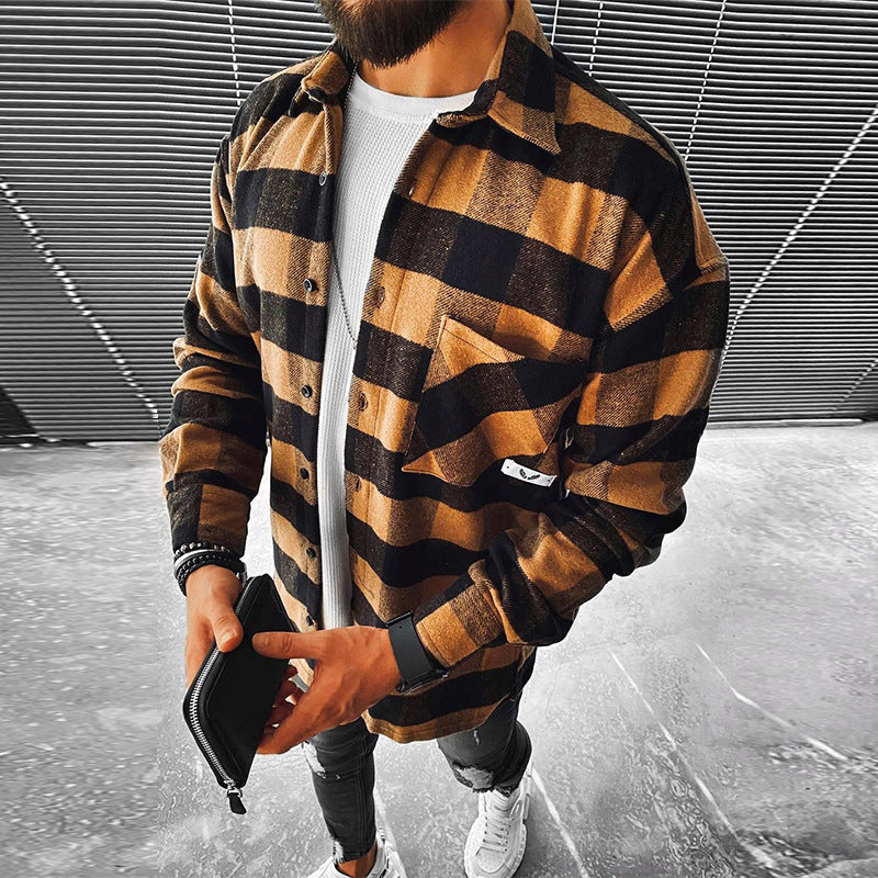 Casual Trend Striped Loose Warm Shirt Men's Shirt