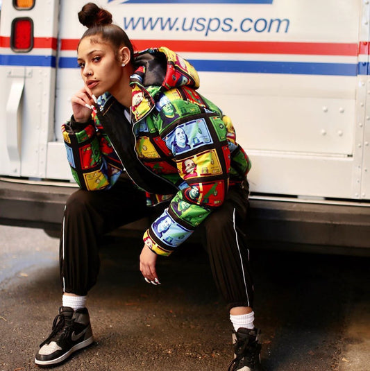 Colorful Printed And Dyed Bread Hooded Down Cotton Padded Jacket