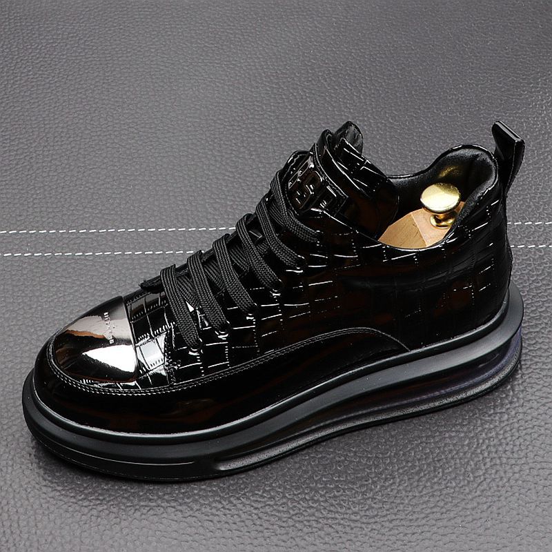 Glossy Patent Leather Microfiber Mid-cut Men