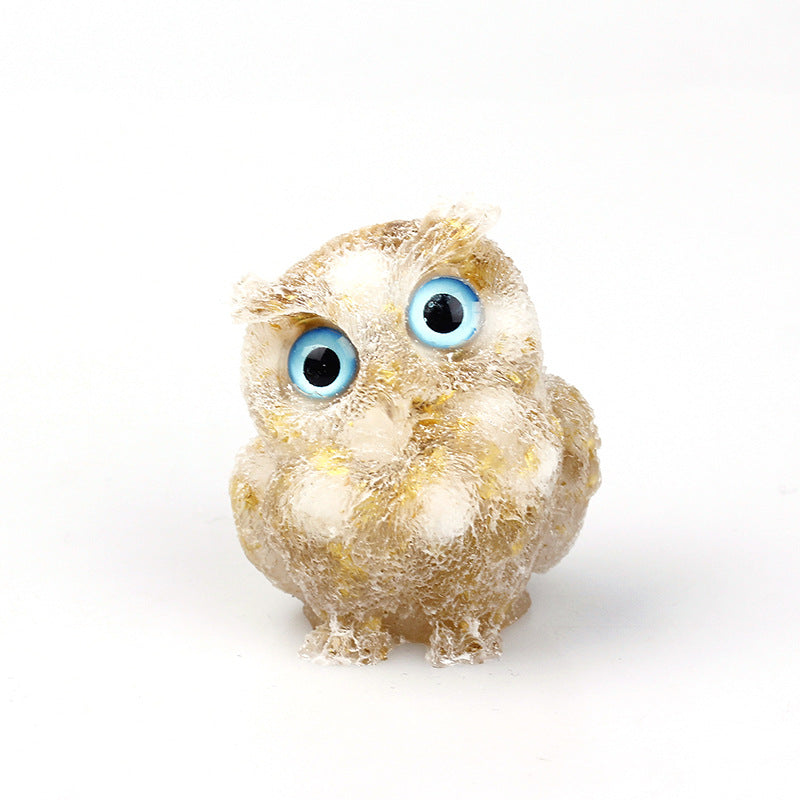 Natural Crystal Gravel Drops Glue Owl Ornaments