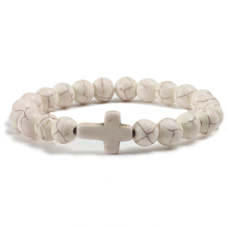 Natural stone cross bracelet