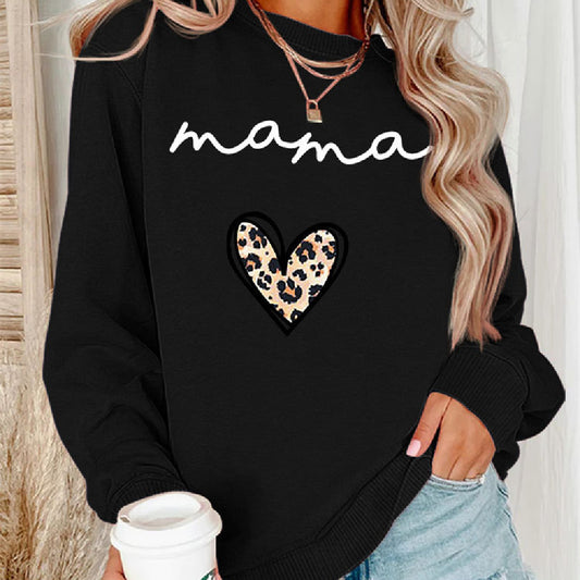 Leopard Print Heart Printing Plus Size Casual Simple Women's Long-sleeved Fleese