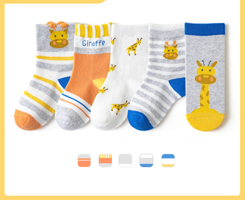 Boys And Girls Middle And Big Children's Socks Solid Color Cotton Students