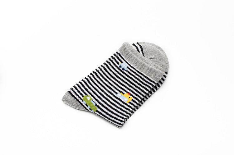 Striped Car Printing Children's Socks