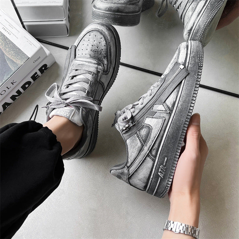 Men's Zipper Distressed Personalized Sneakers