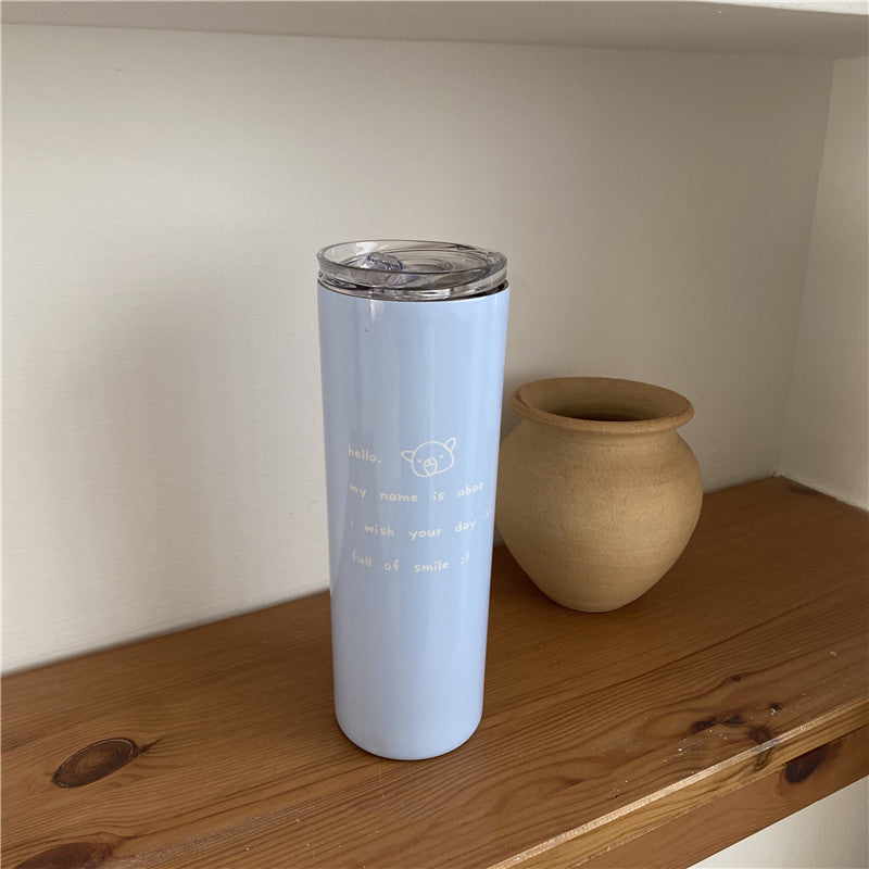 Large-capacity Stainless Steel Coffee Cup With Cold Insulation Straw