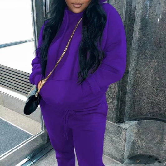 Brushed Hoody Women's Two-piece Hoodie Suit Casual Sports Suit