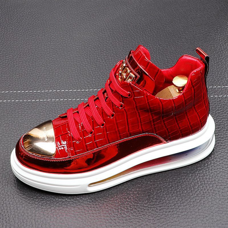 Glossy Patent Leather Microfiber Mid-cut Men