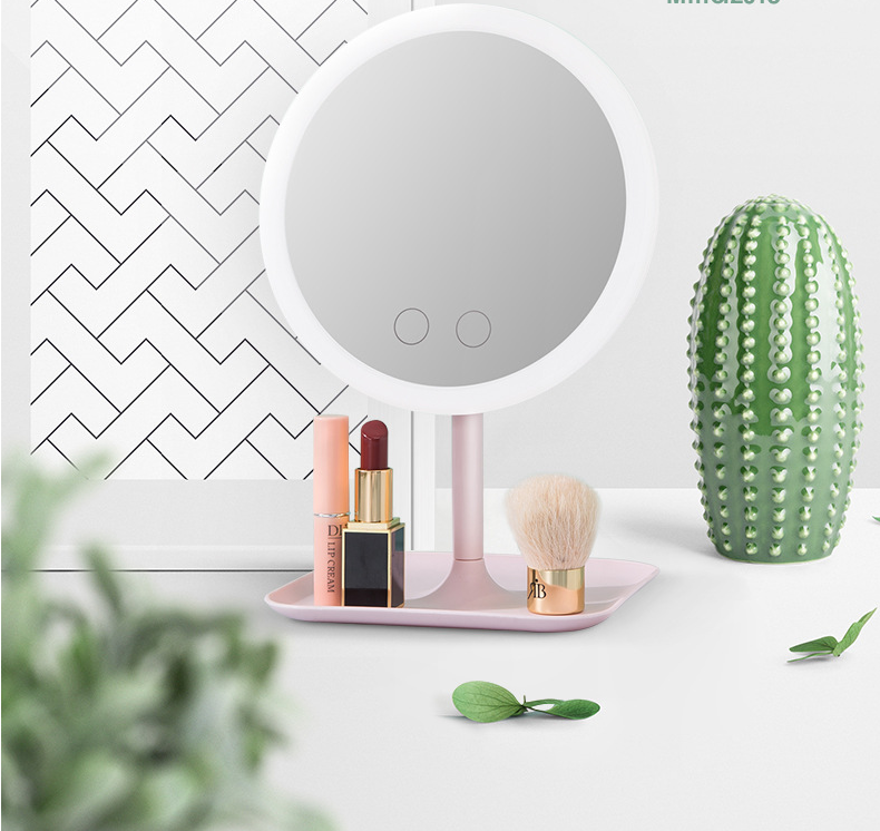 Makeup mirror with led table lamp