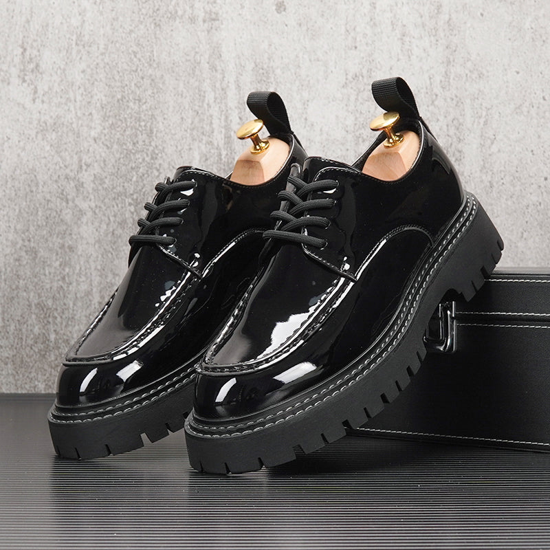 Men's Retro British Style Casual Shoes With Inner Heightening Thick Sole