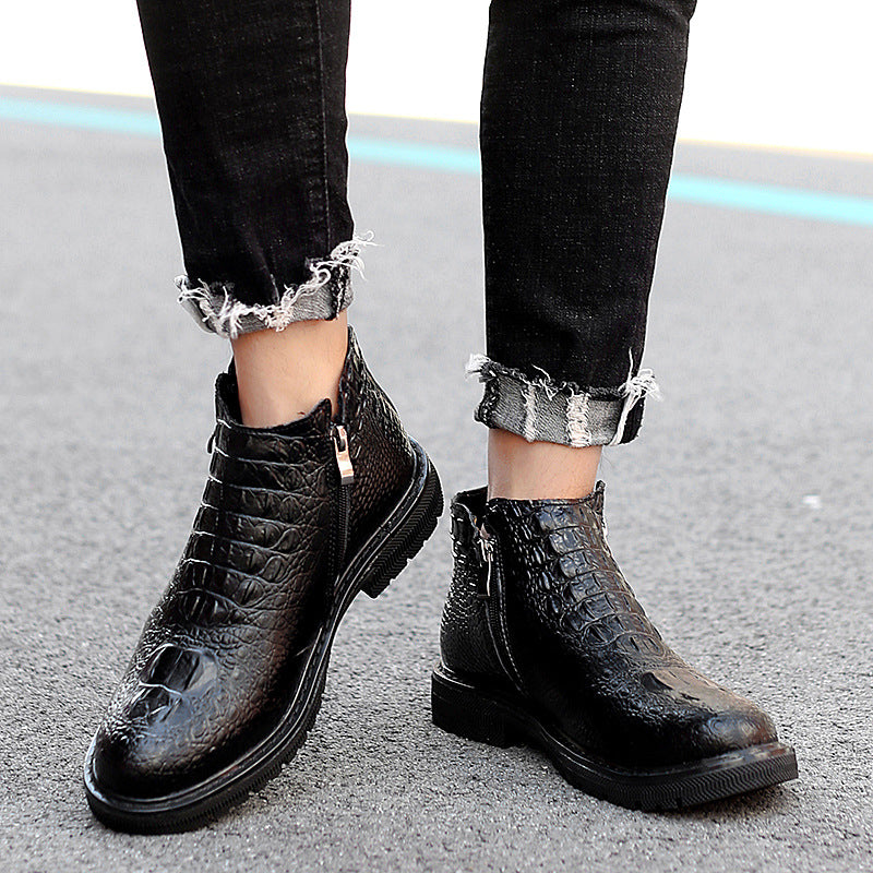 Korean Side Zipper Men's Leather Boots