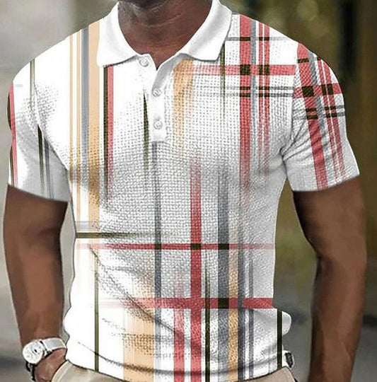Men's Casual Short-sleeved Lapel 3D Printed T-shirt