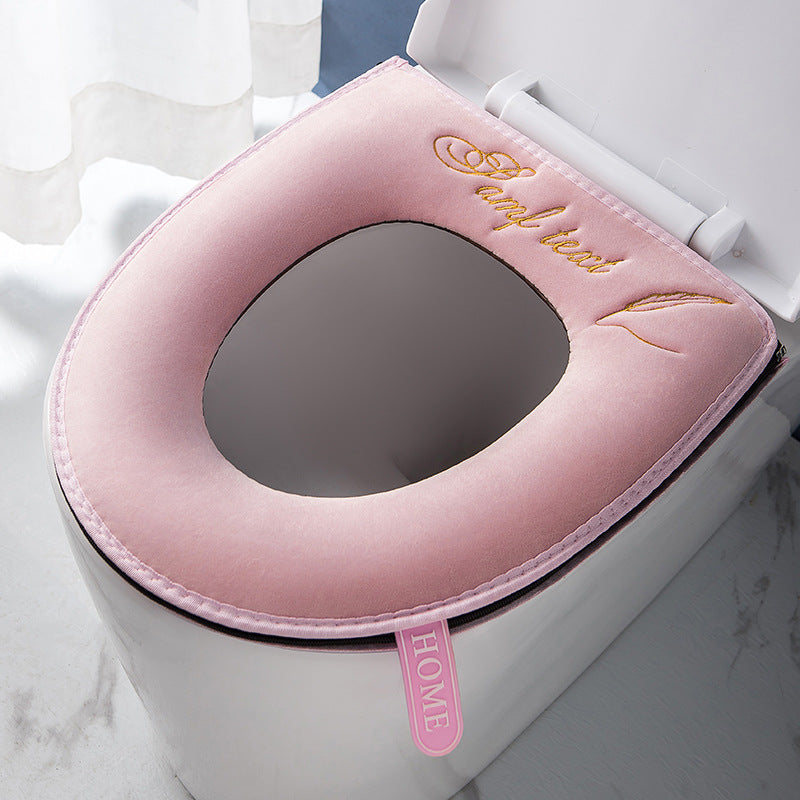 Nordic Style Embroidered Zipper Toilet Seat