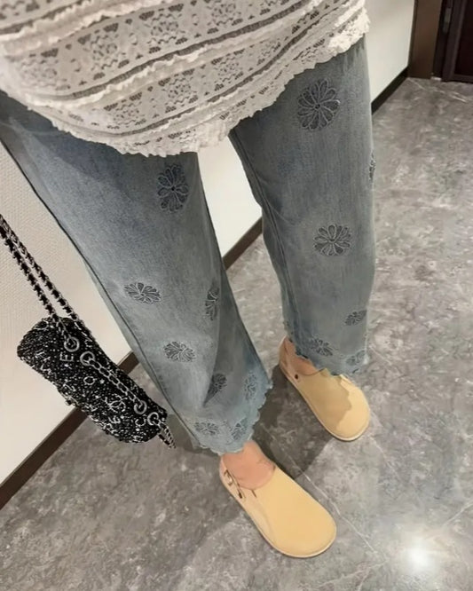 Ladies' High Waisted Straight Leg Loose Jeans