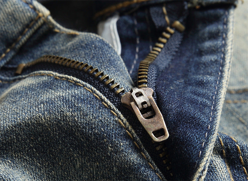 Jeans Hand Frayed Cotton Trousers Youth Popularity Mid Waist Casual