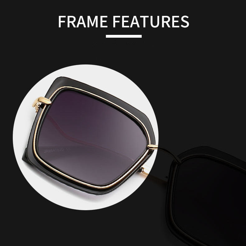 New Ladies Fashion Large Frame Rice Nail Decorative Sunglasses