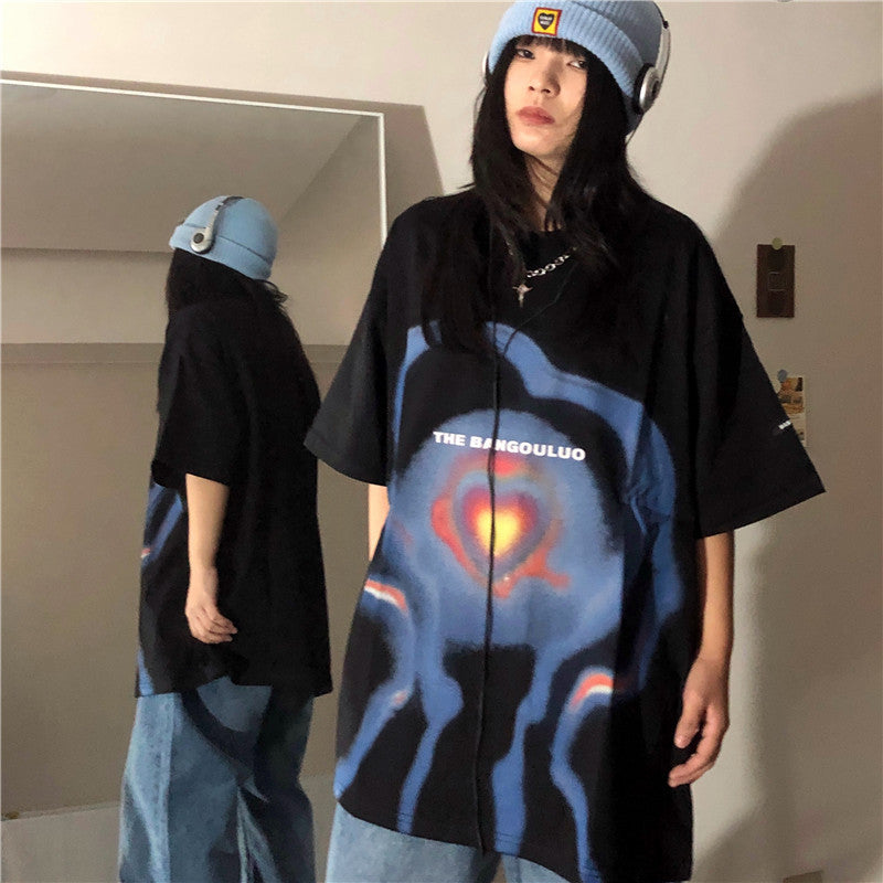 3D Dizzy Alien Print Pattern Short Sleeve T-shirt