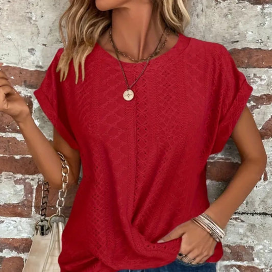 Casual Round Neck Women's Short Sleeved Top