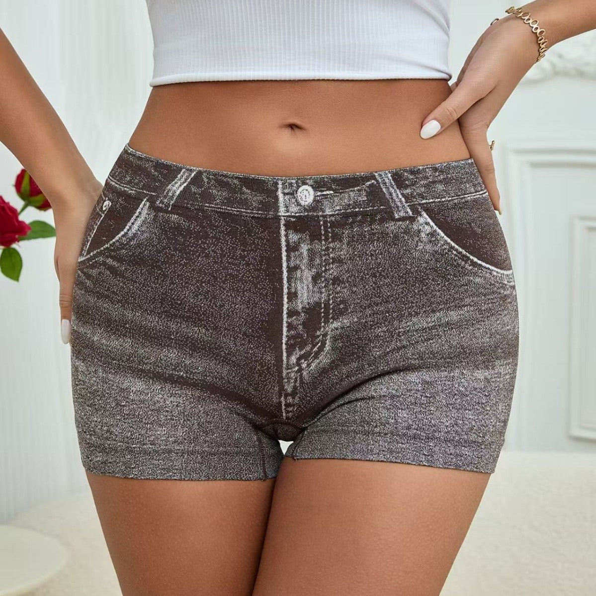 Women's Seamless Printed Denim Boxers