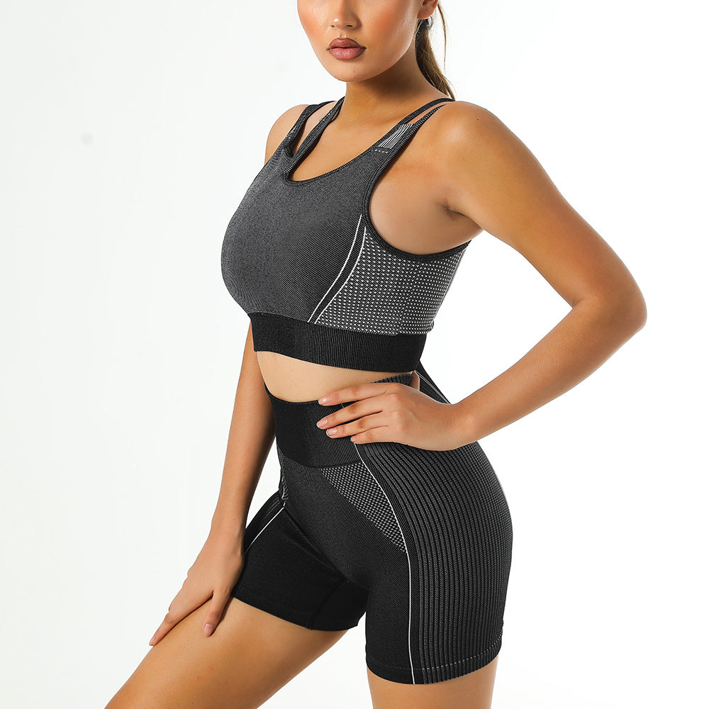 Seamless Yoga Clothing Set Halter Neck Yoga Sports Underwear Vest Shockproof