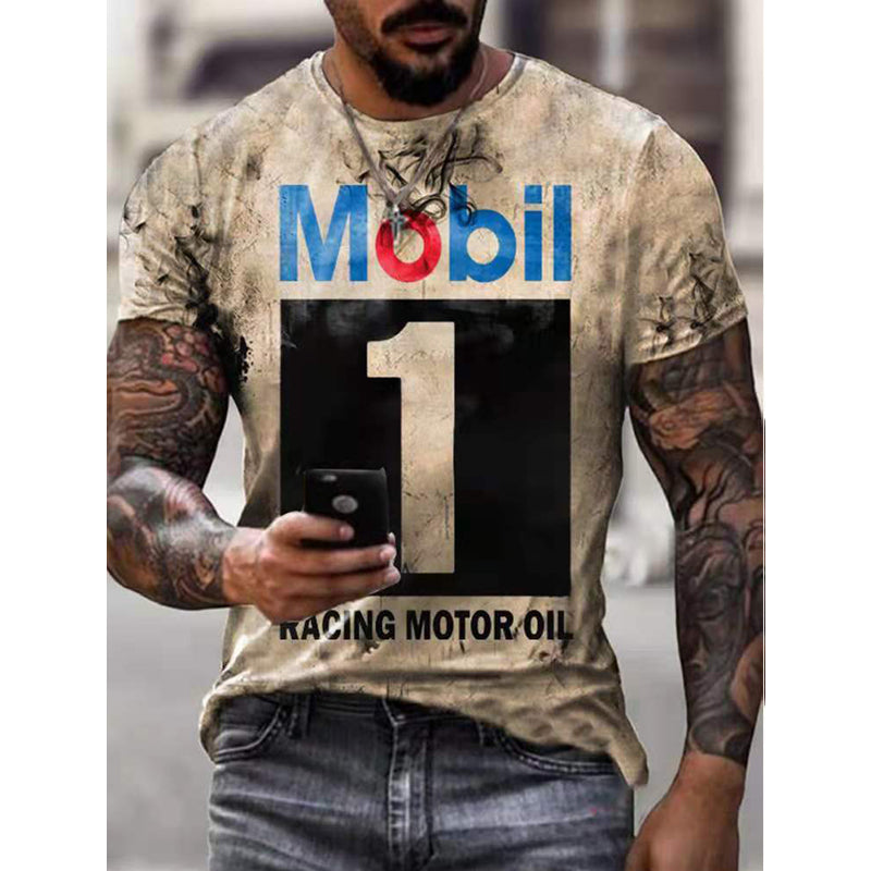 New Men's Slim Fit Printed Plus Size T-shirt