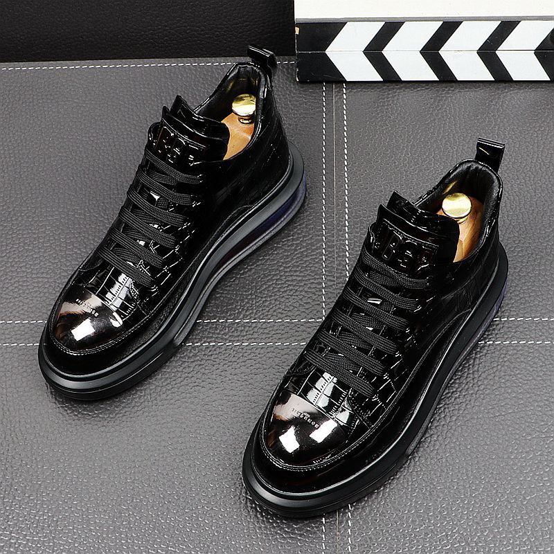 Glossy Patent Leather Microfiber Mid-cut Men