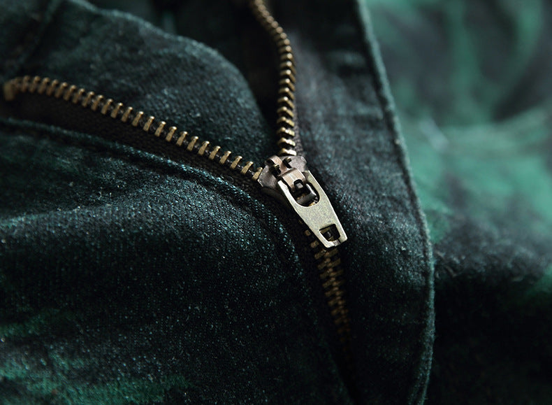 Spring New Men's Straight Jeans European And American Fashion Knee Ripped Tie-dyed Long Pants