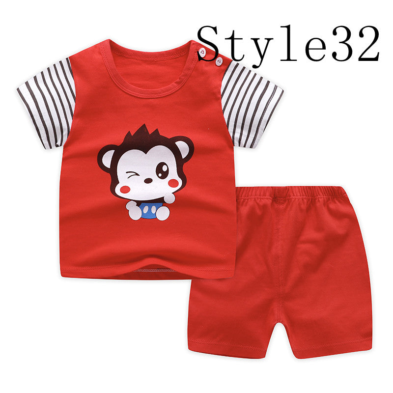 Children's Short-sleeved Suit, Cotton Clothes, Children's Clothing
