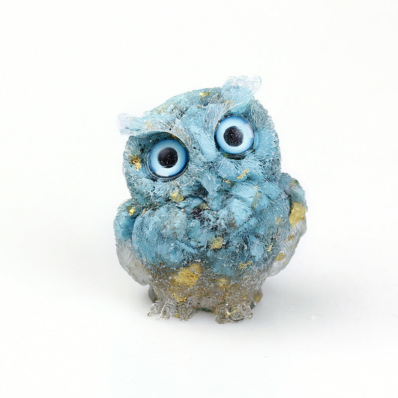 Natural Crystal Gravel Drops Glue Owl Ornaments