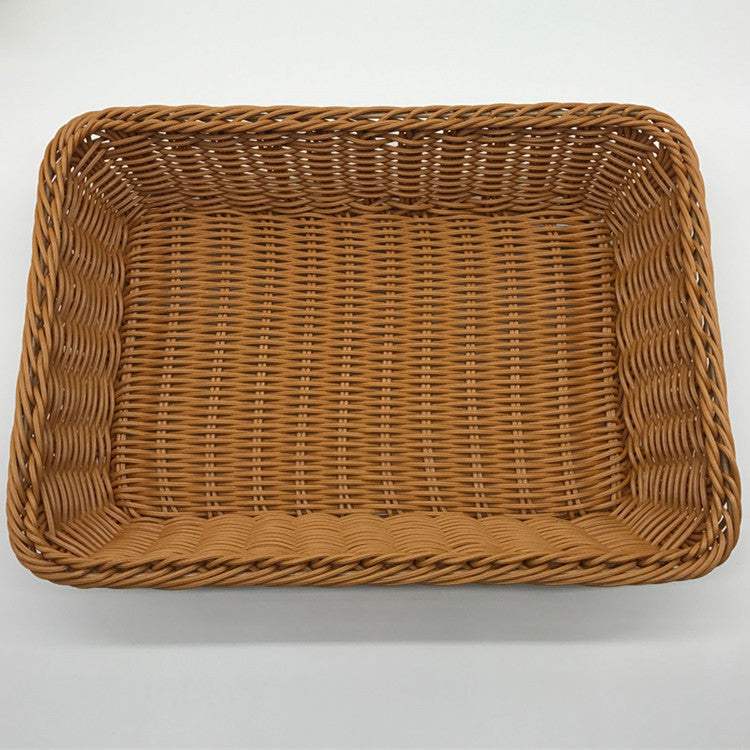 Rattan Storage Basket Plastic Woven Fruit Basket Home Storage Organizing Basket