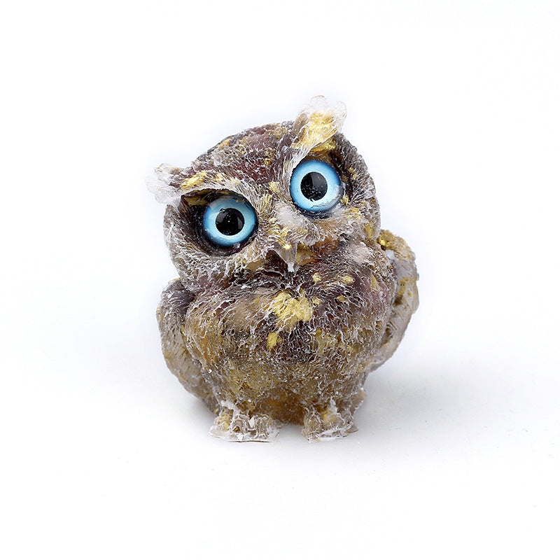 Natural Crystal Gravel Drops Glue Owl Ornaments