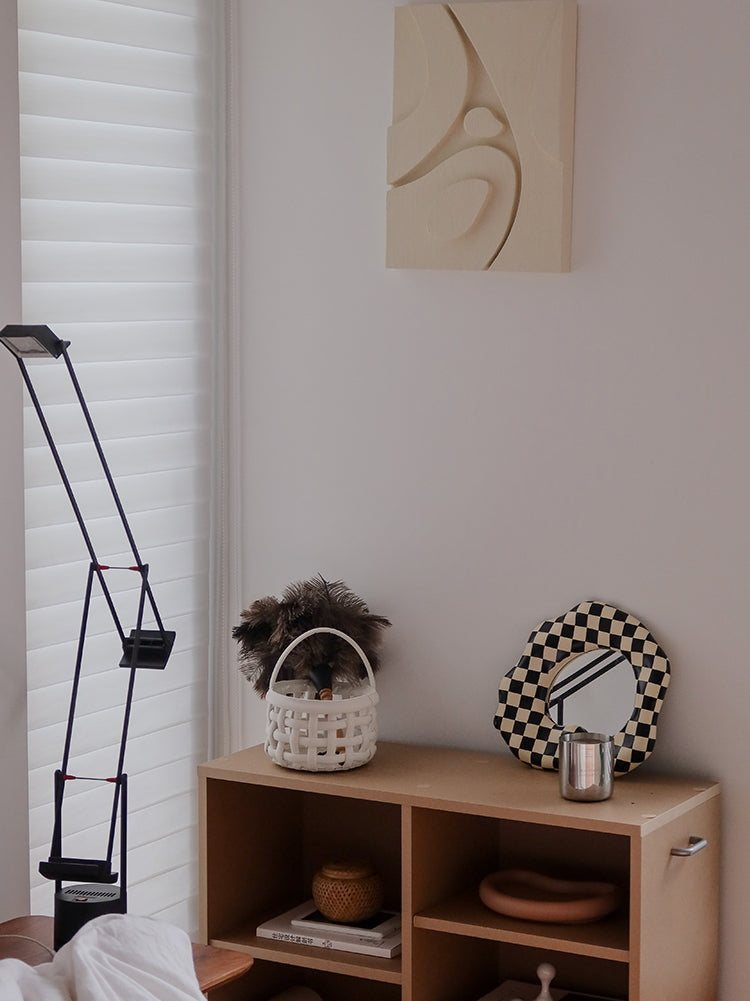 Checkerboard Decorative Mirror Makeup Mirror Bedroom Living Room Resin Shaped Desktop Mirror Tray