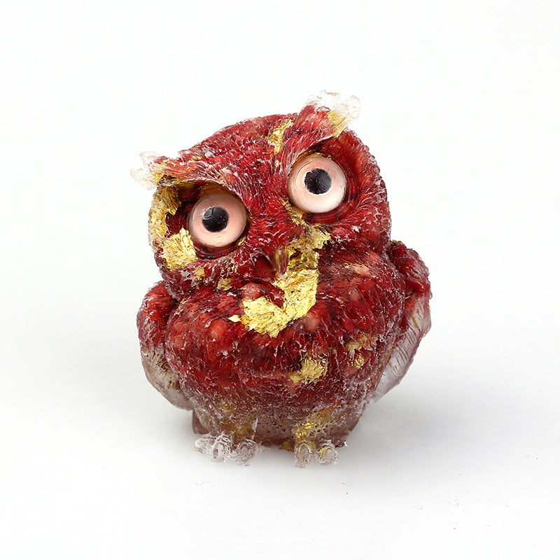Natural Crystal Gravel Drops Glue Owl Ornaments