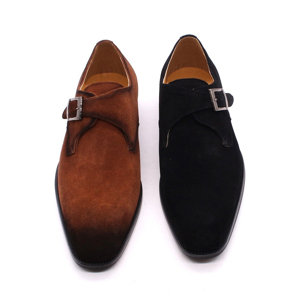 Suede Handmade Men's Shoes Leather Brown Business Casual Classic Retro
