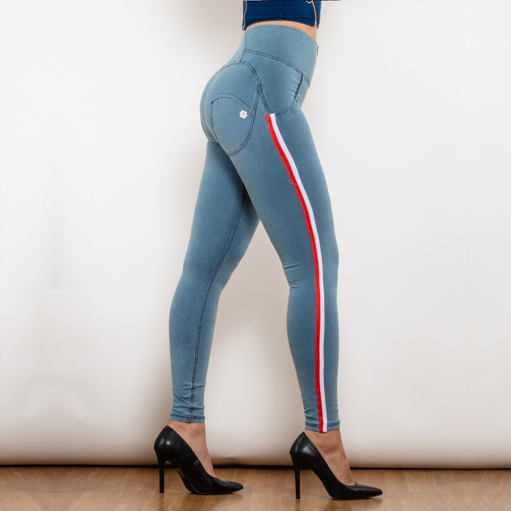Shascullfites Melody Fashion Side Stripe Skinny Slim Fit Jeans Butt Lifting Female Casual Elasticity Pencil Denim Pants