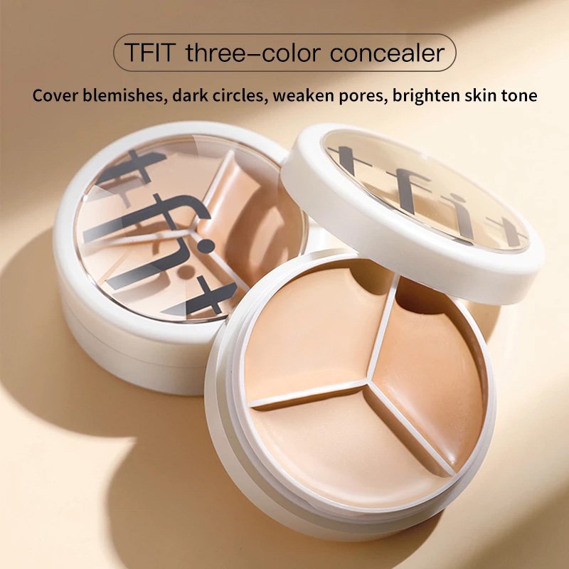 TFTI Three Colors Concealer Concealer Plate Cover Facial Spots Acne Marks Smear-proof Makeup Foundation Cream Dark Circles Dry Oily Skin
