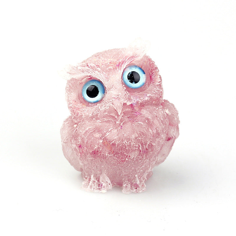 Natural Crystal Gravel Drops Glue Owl Ornaments