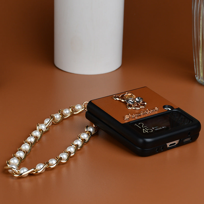 Diamond Bear Mobile Phone Case Folding Screen Ring Buckle